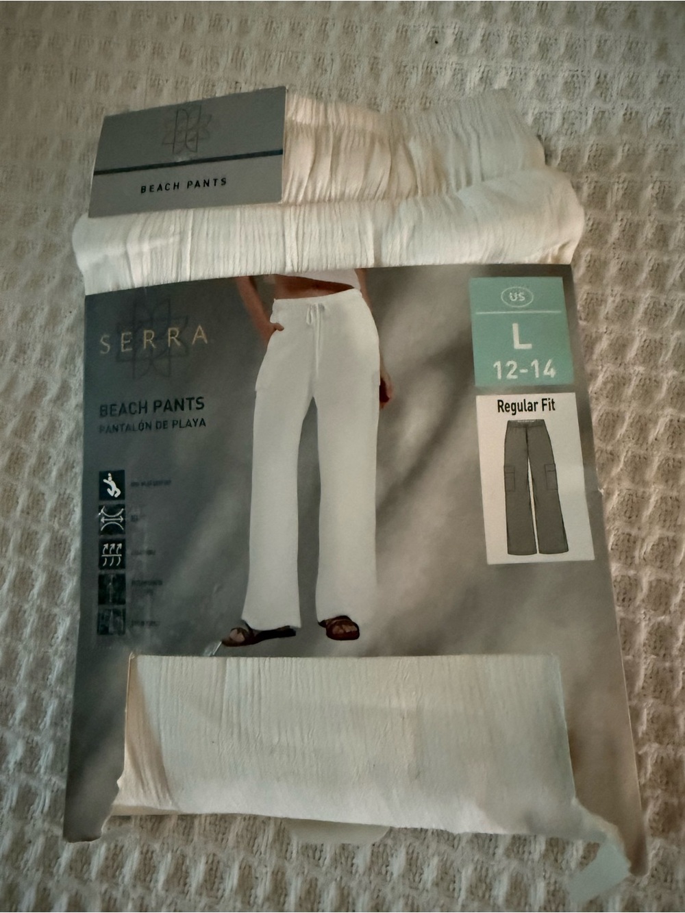 Serra White Beach Pants Women’s Large NWT Cover Up Wide Leg Rayon Cargo Pockets
